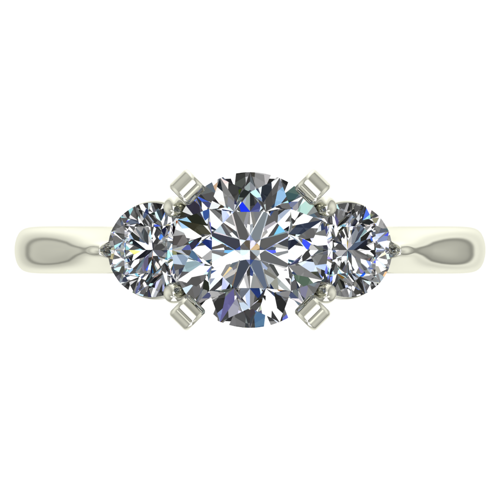Original three-stone engagement ring, front view